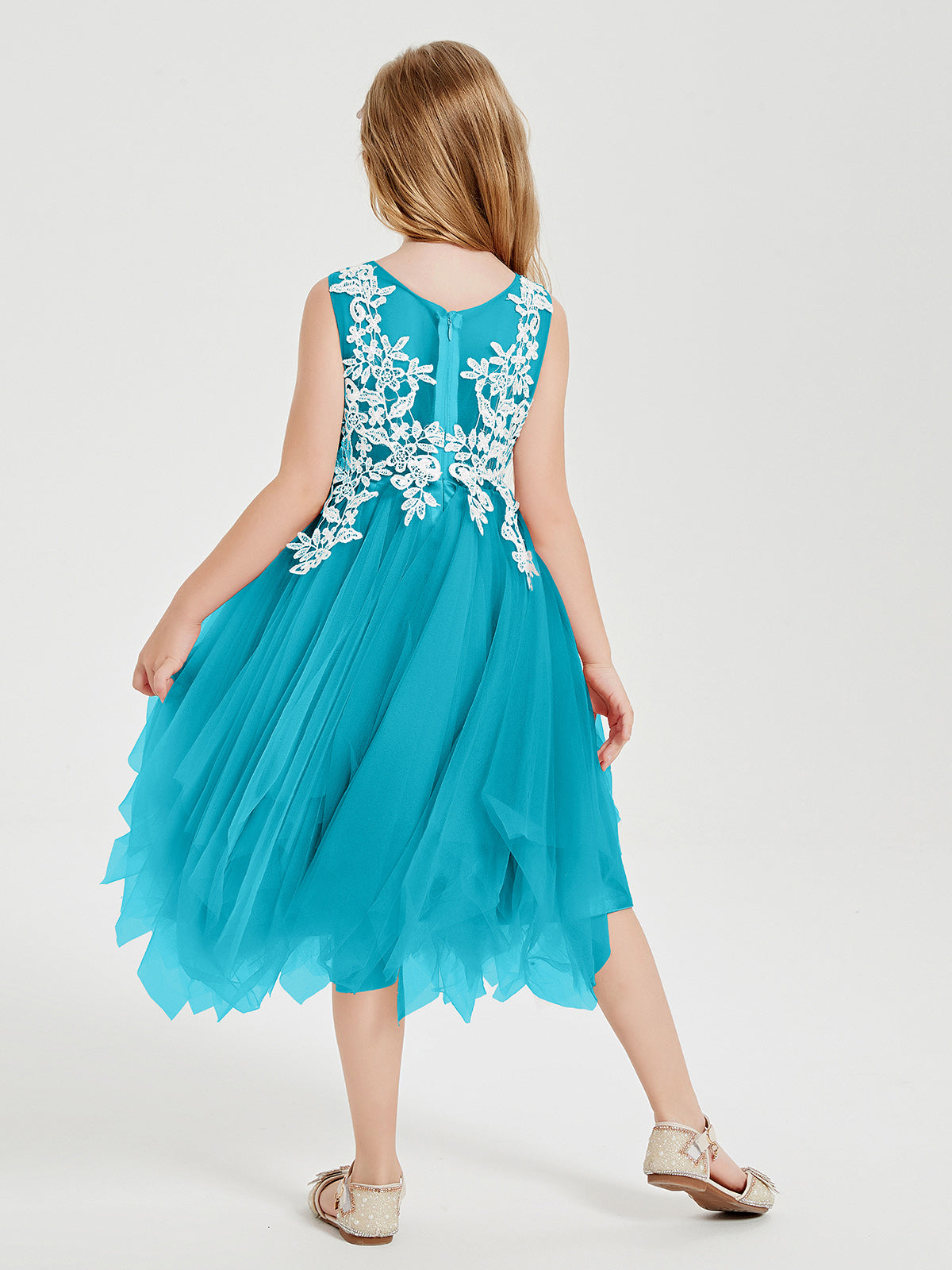 Tea Length Tulle Junior Bridesmaid Dresses Jade
